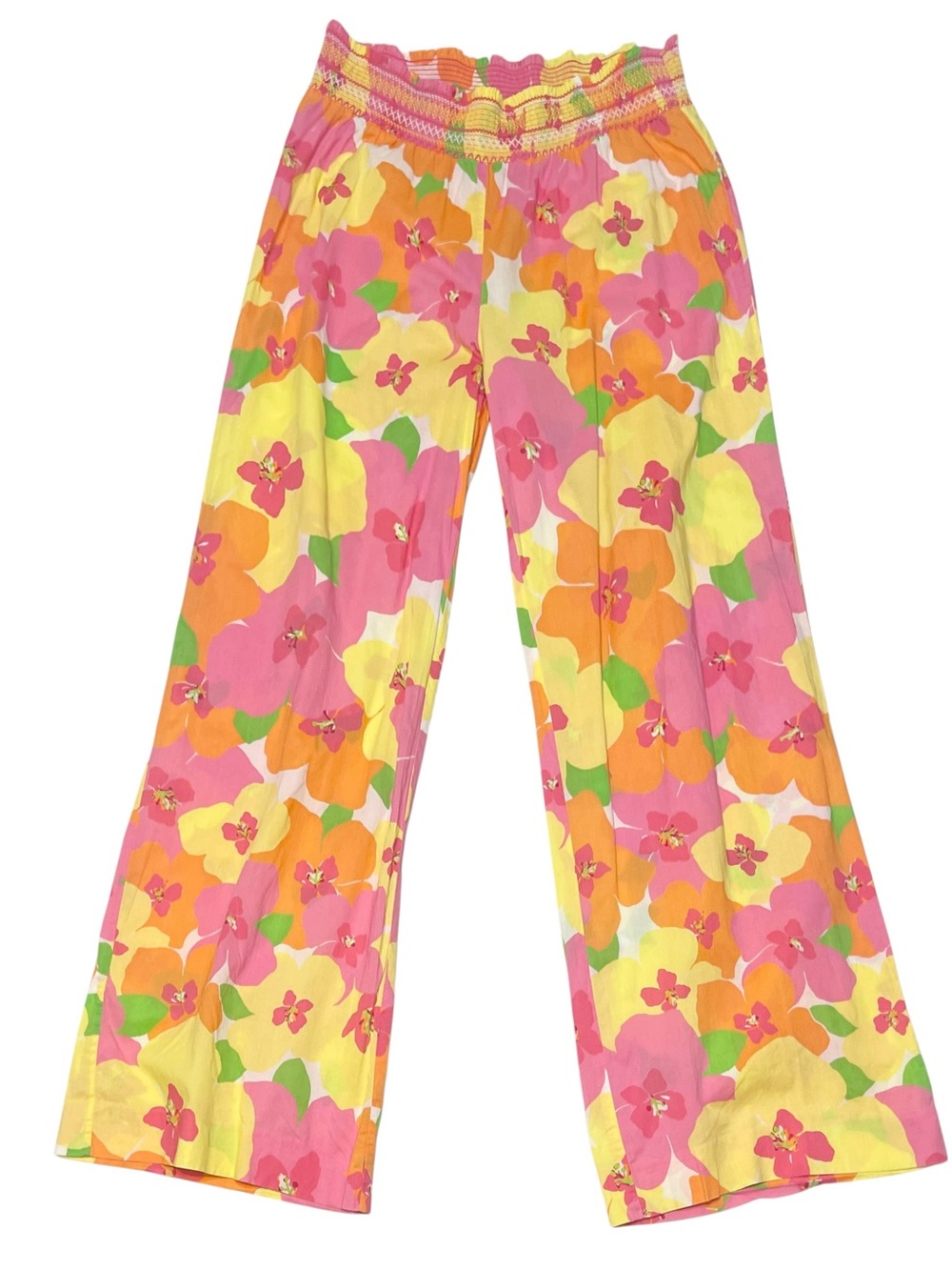 Lilly Pulitzer bright tropical floral print pants summer lightweight beach med